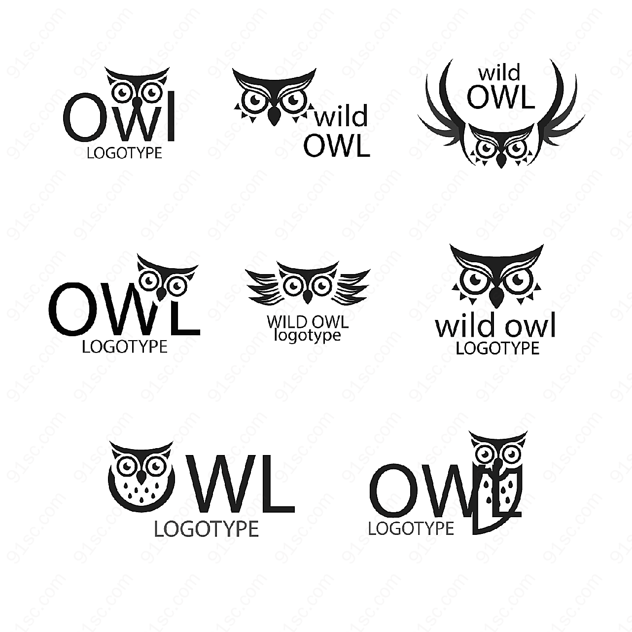 猫头鹰标志矢量logo图形