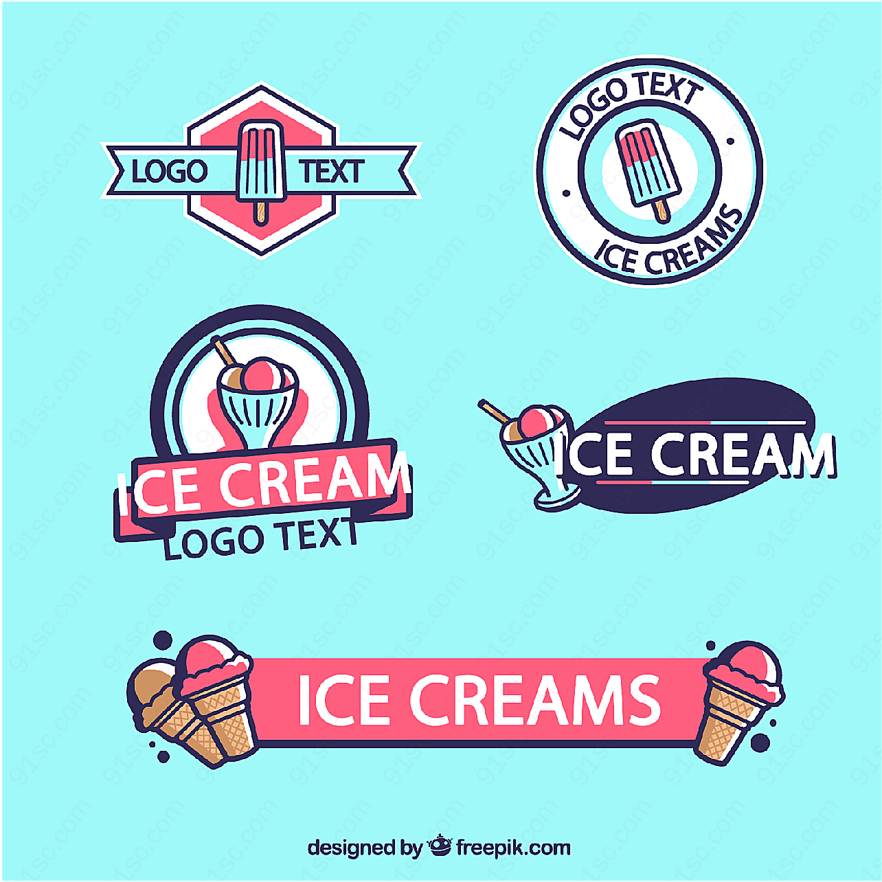 彩色冰淇淋标志矢量logo图形