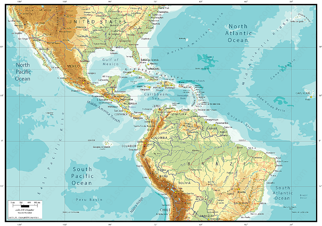 矢量中美洲地图矢量地图