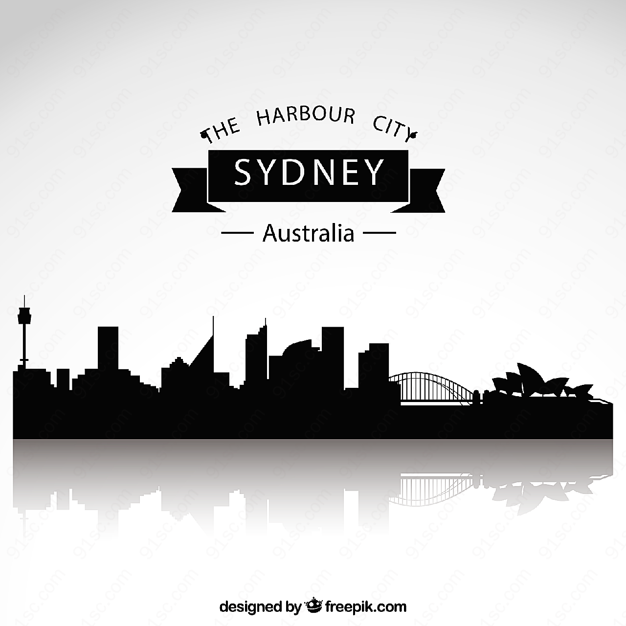悉尼城市剪影矢量建筑景观