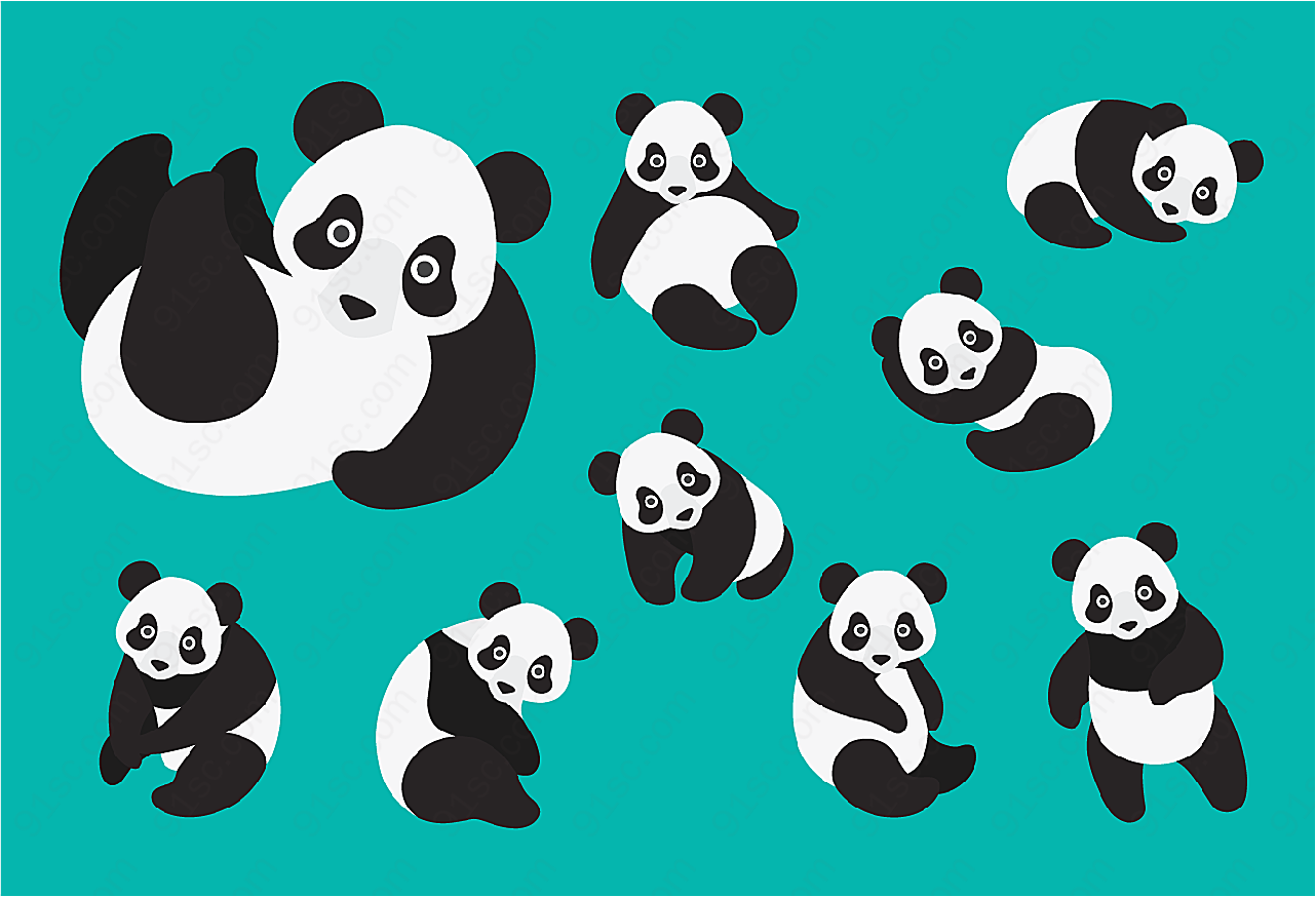 可爱的熊猫矢量野生动物
