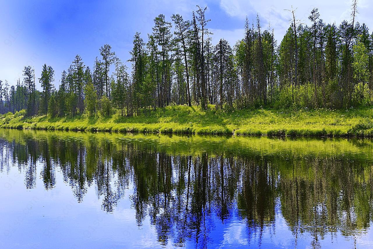 西伯利亚湖泊风景图片摄影