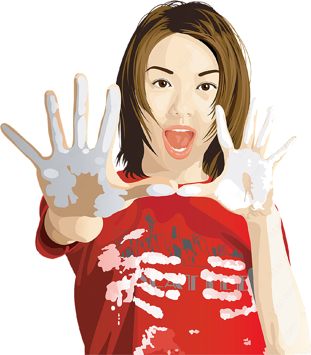 美女涂鸦矢量女性人物