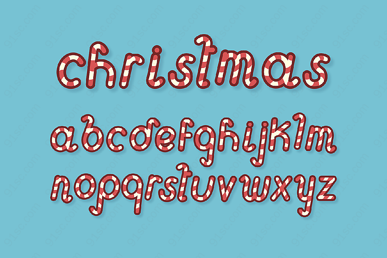 圣诞节糖果字母矢量艺术字