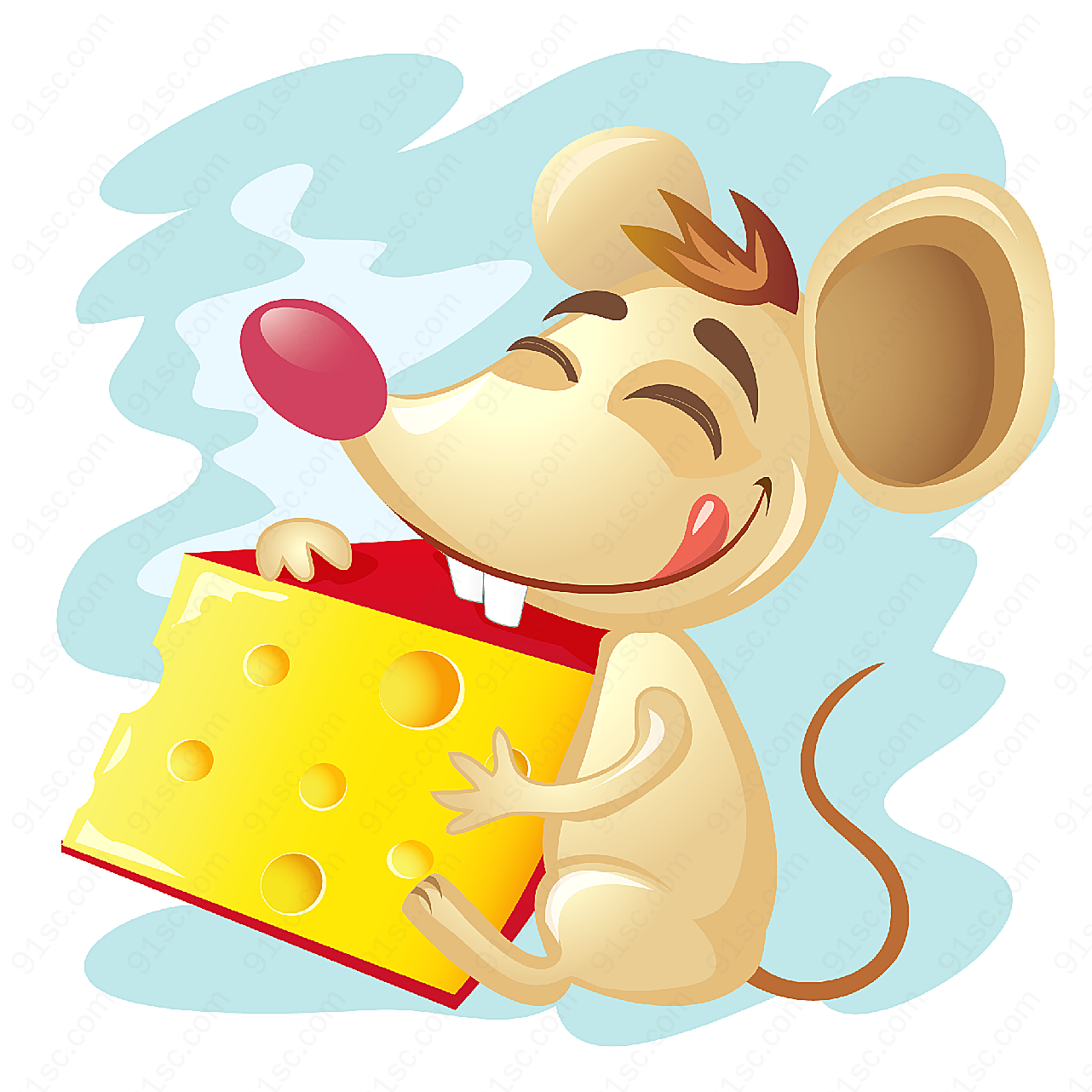 奶酪与卡通小老鼠矢量卡通动物