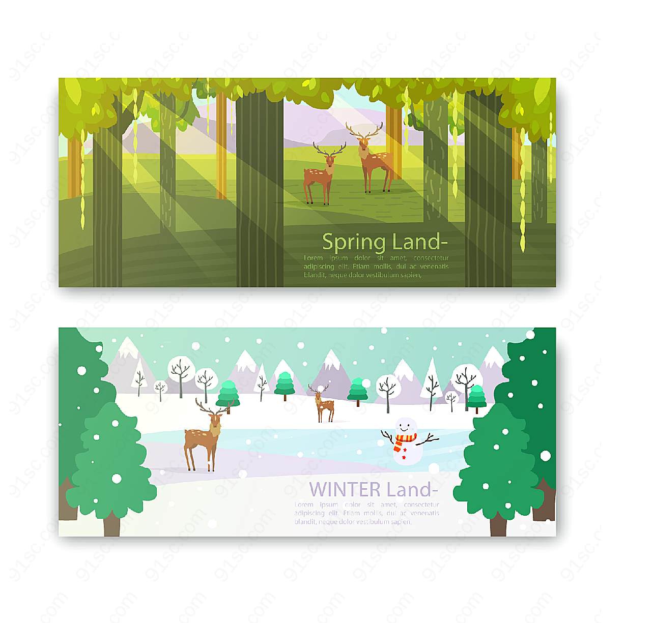 春冬季风景banner平面广告
