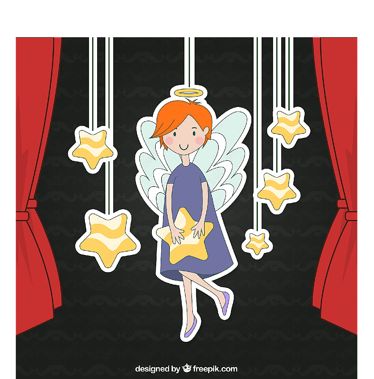 天使和星星挂饰矢量卡通物品