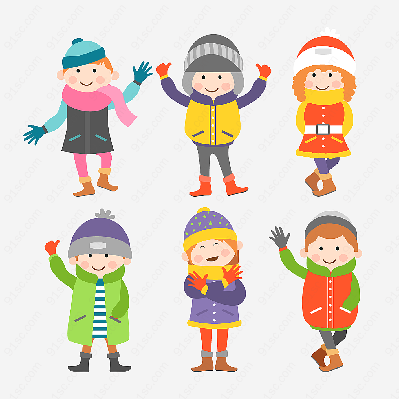 冬季服饰儿童矢量儿童幼儿