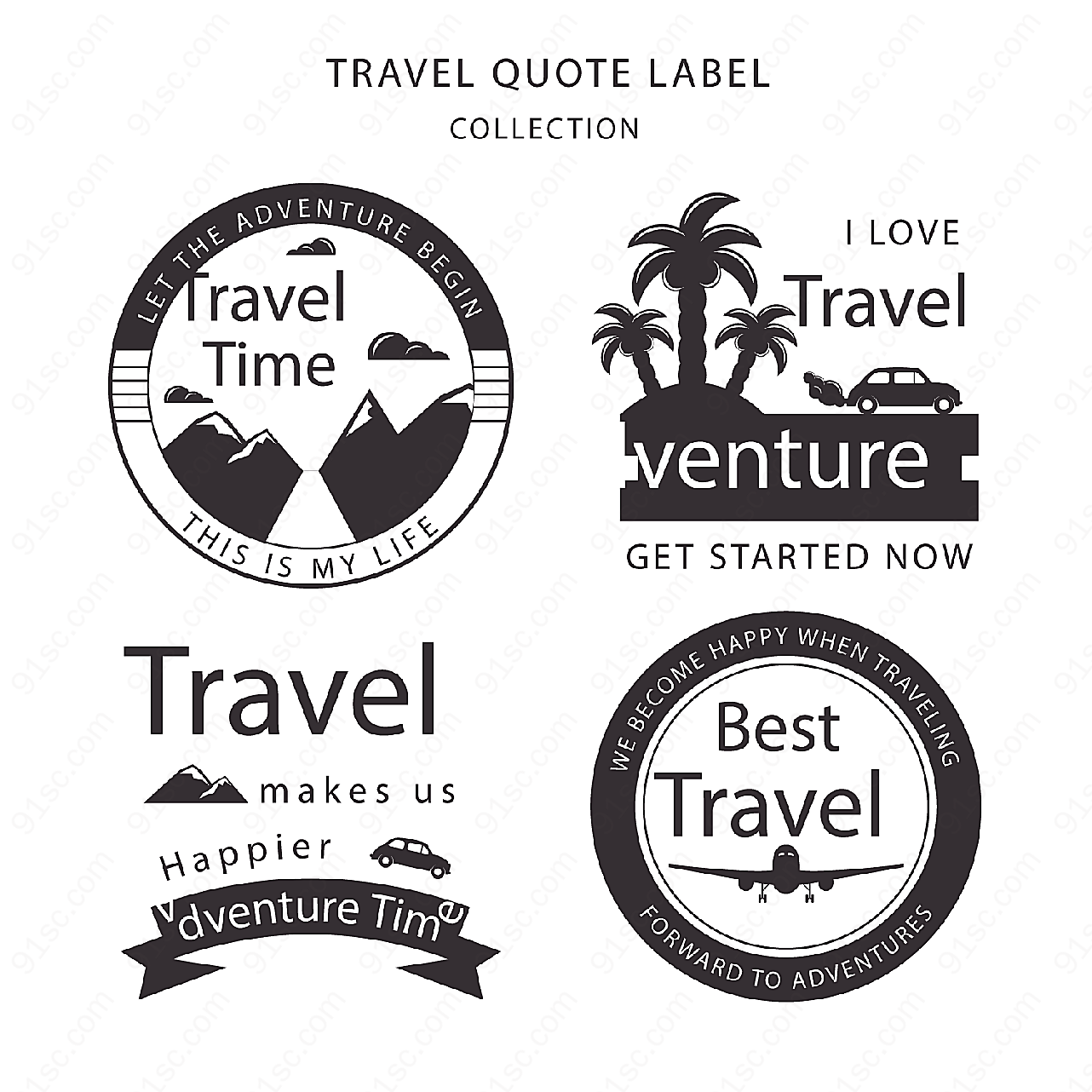 旅行引述语标签label矢量