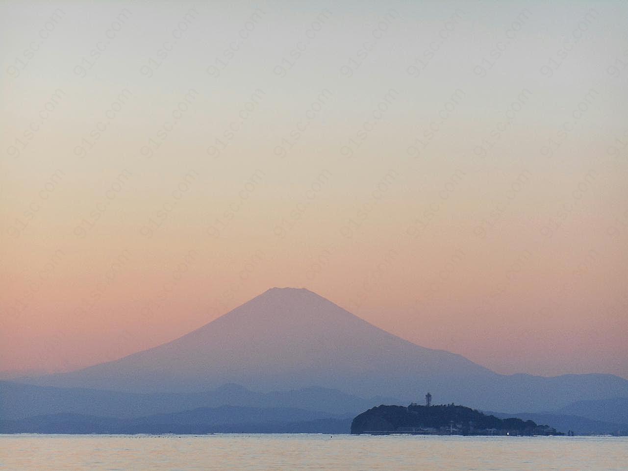 暮色中的富士山图片自然风景