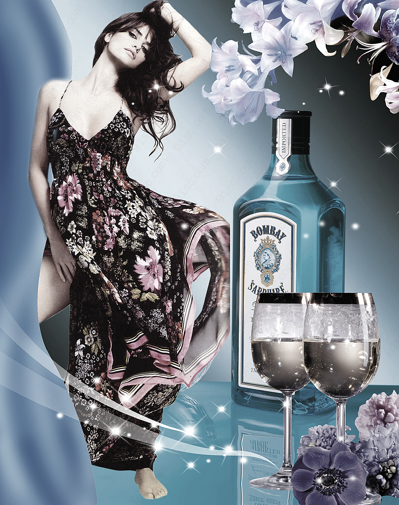 蓝宝石酒广告平面广告