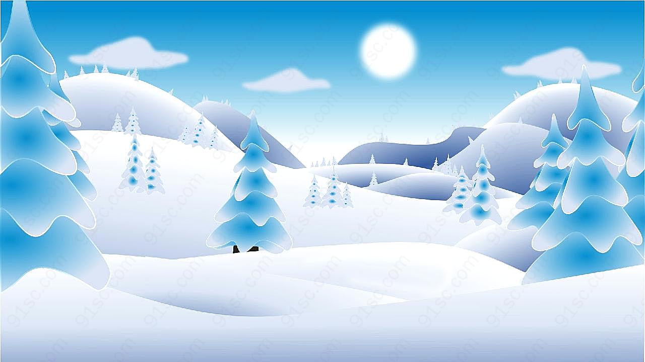 卡通雪景背景图片高清摄影