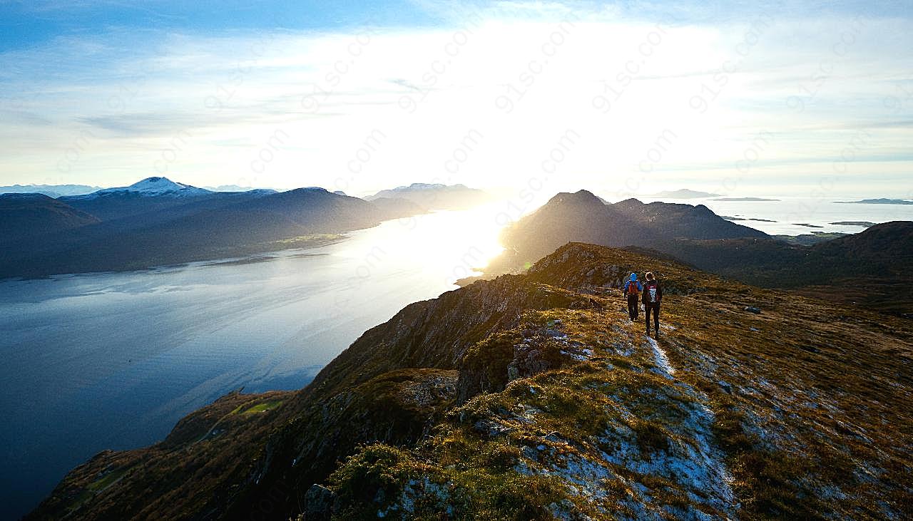 挪威徒步旅行风景图片自然风景
