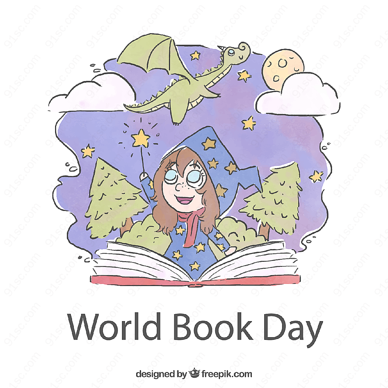彩绘世界图书日矢量节日其它