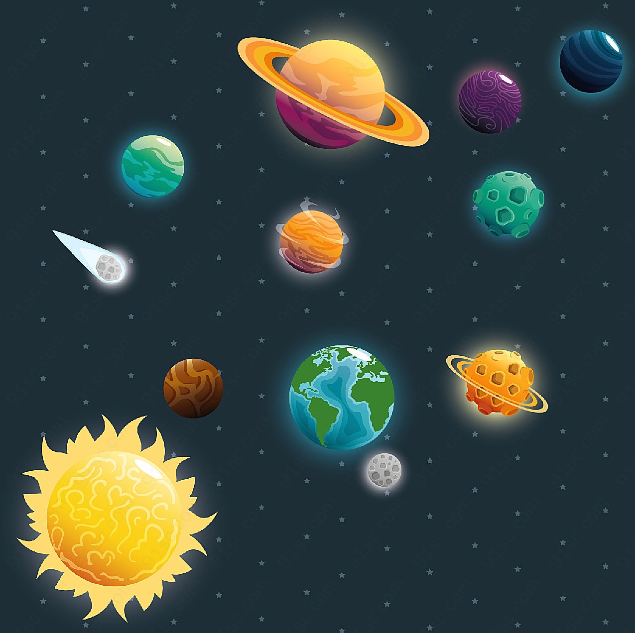 太阳系行星矢量自然元素