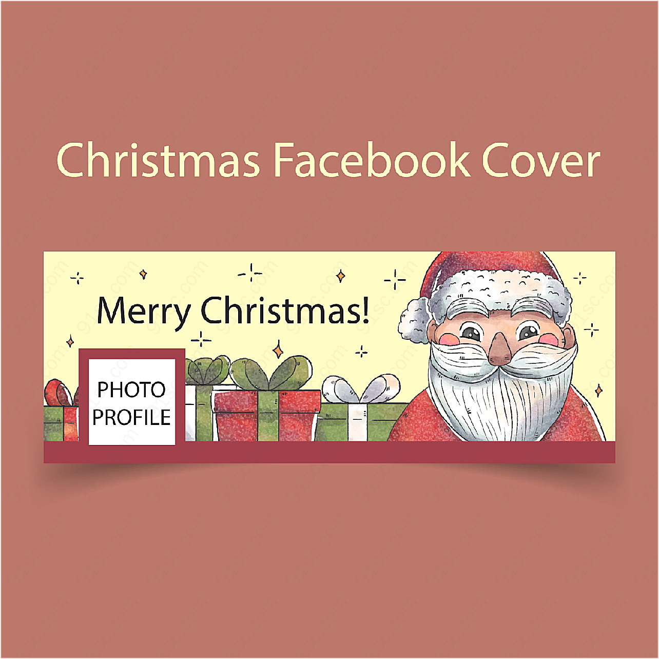 圣诞老人脸书封面矢量圣诞节