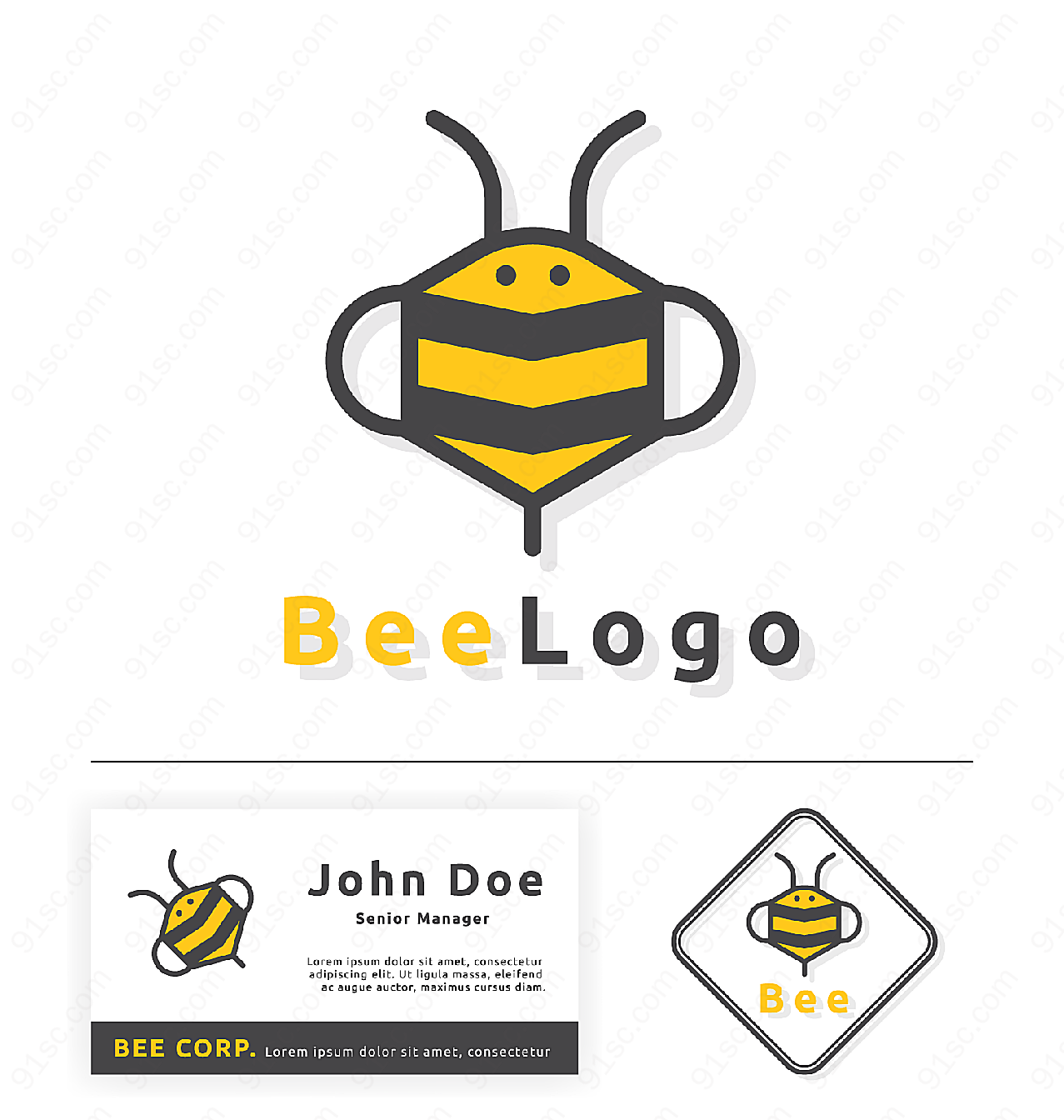 可爱蜜蜂标志矢量logo图形