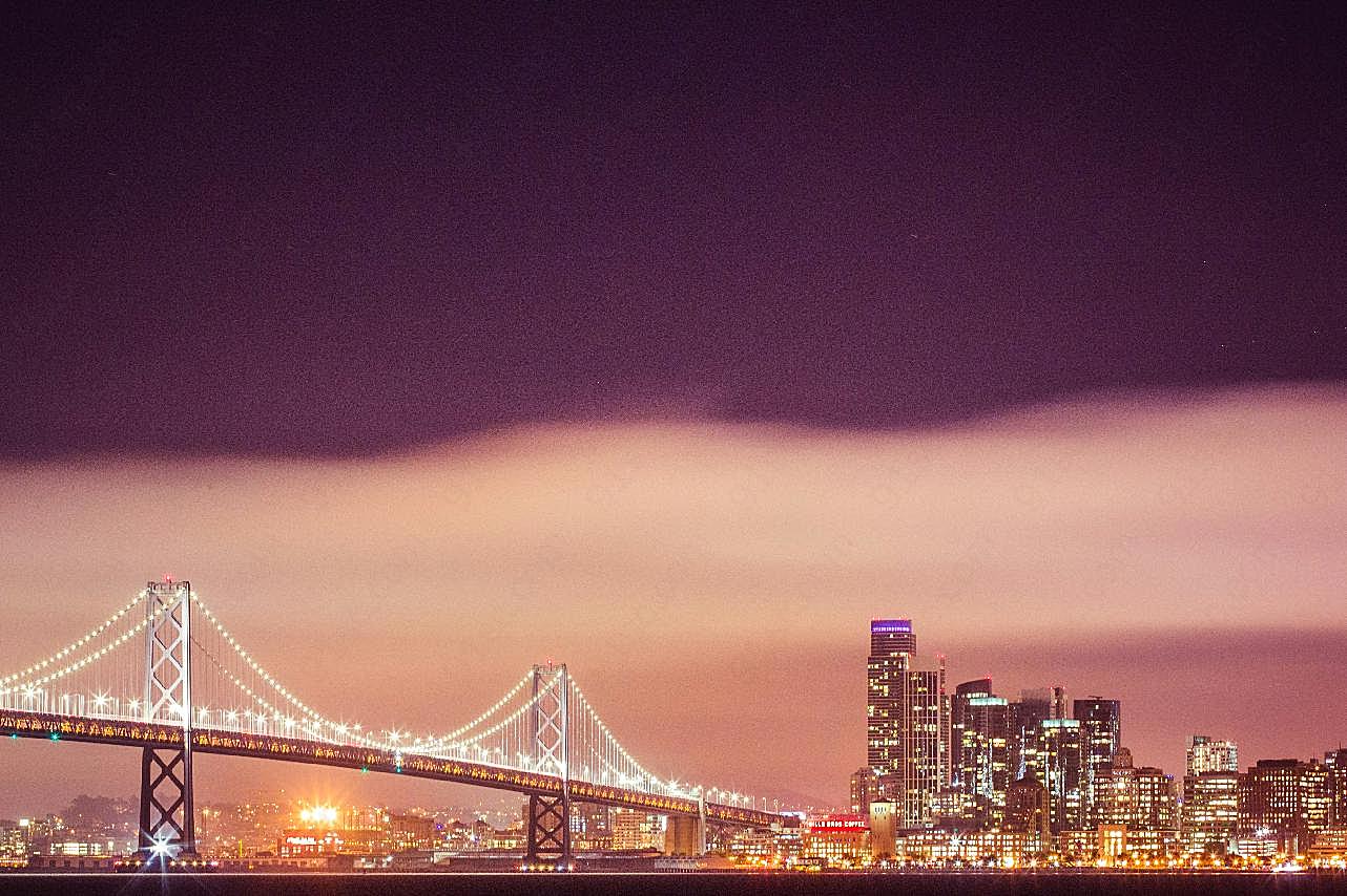 旧金山大桥繁华夜景图片建筑