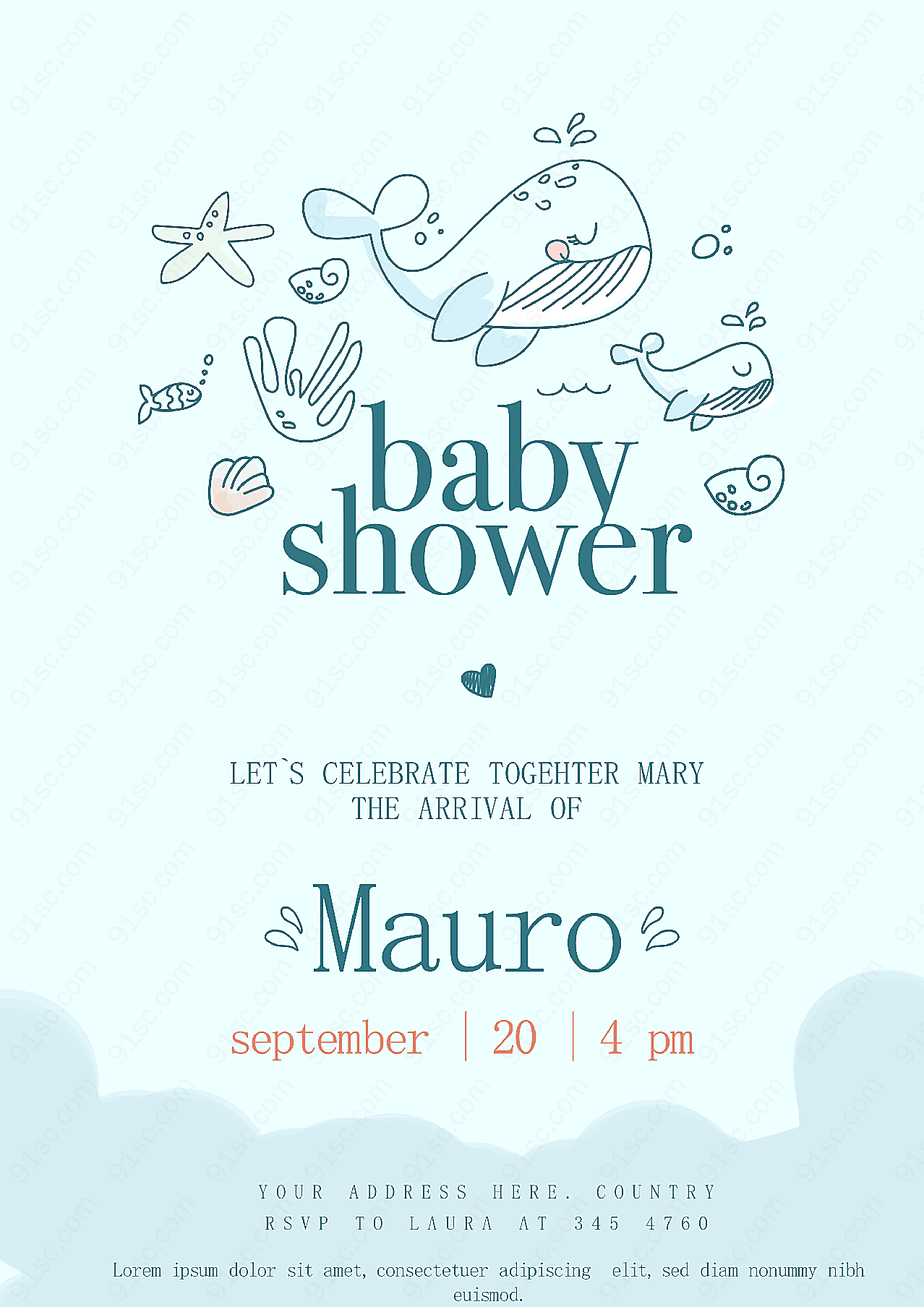 婴儿淋浴庆祝海报高清设计