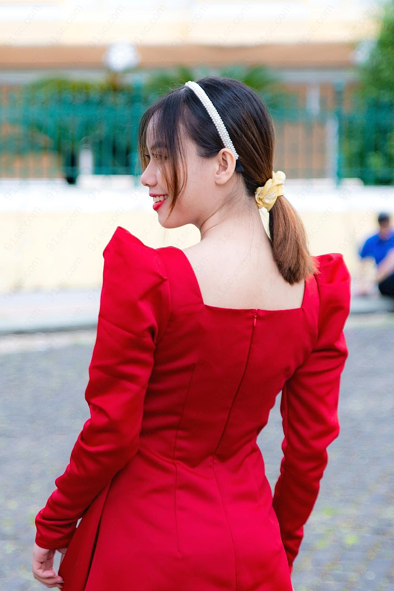 性感亚洲红裙高清
