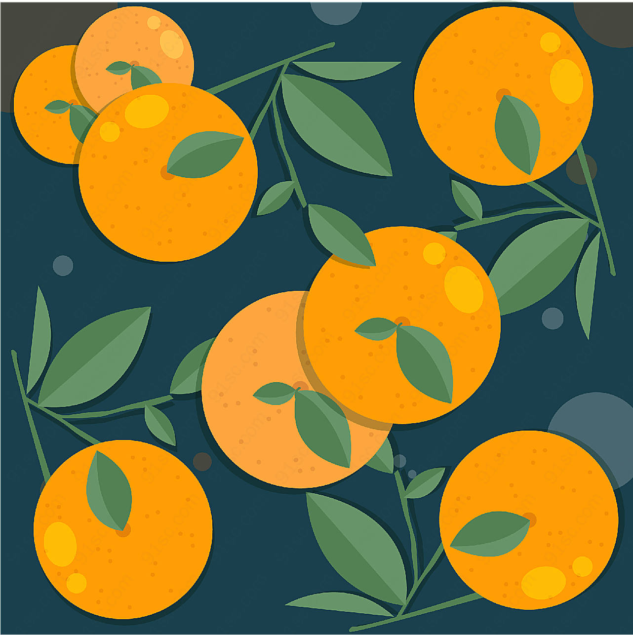 带叶橙子矢量矢量水果