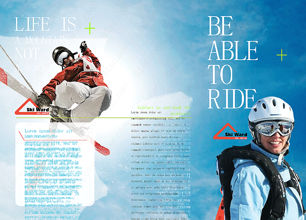 滑雪运动三折页摄影高清