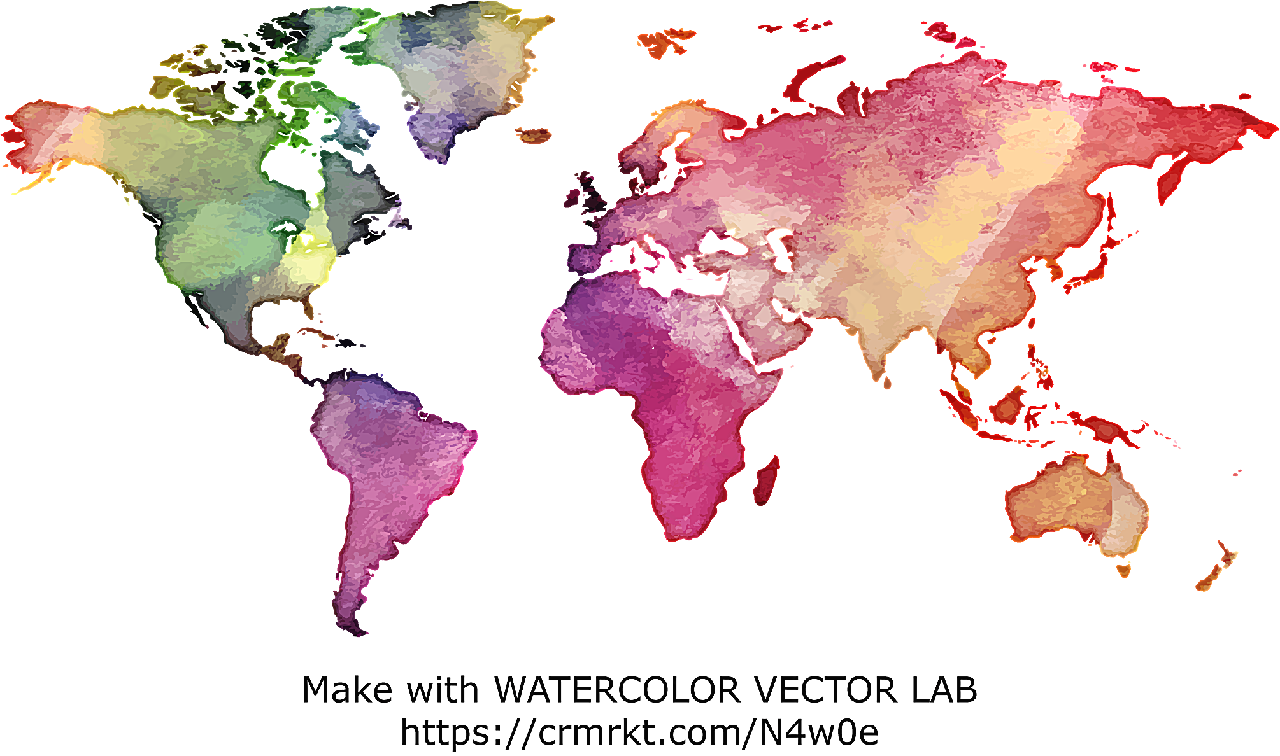 水彩质感世界地图矢量地图