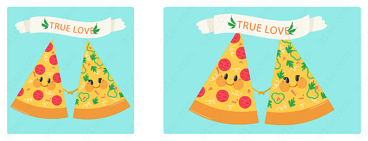 拉手的三角披萨其它其它其它矢量卡通其它