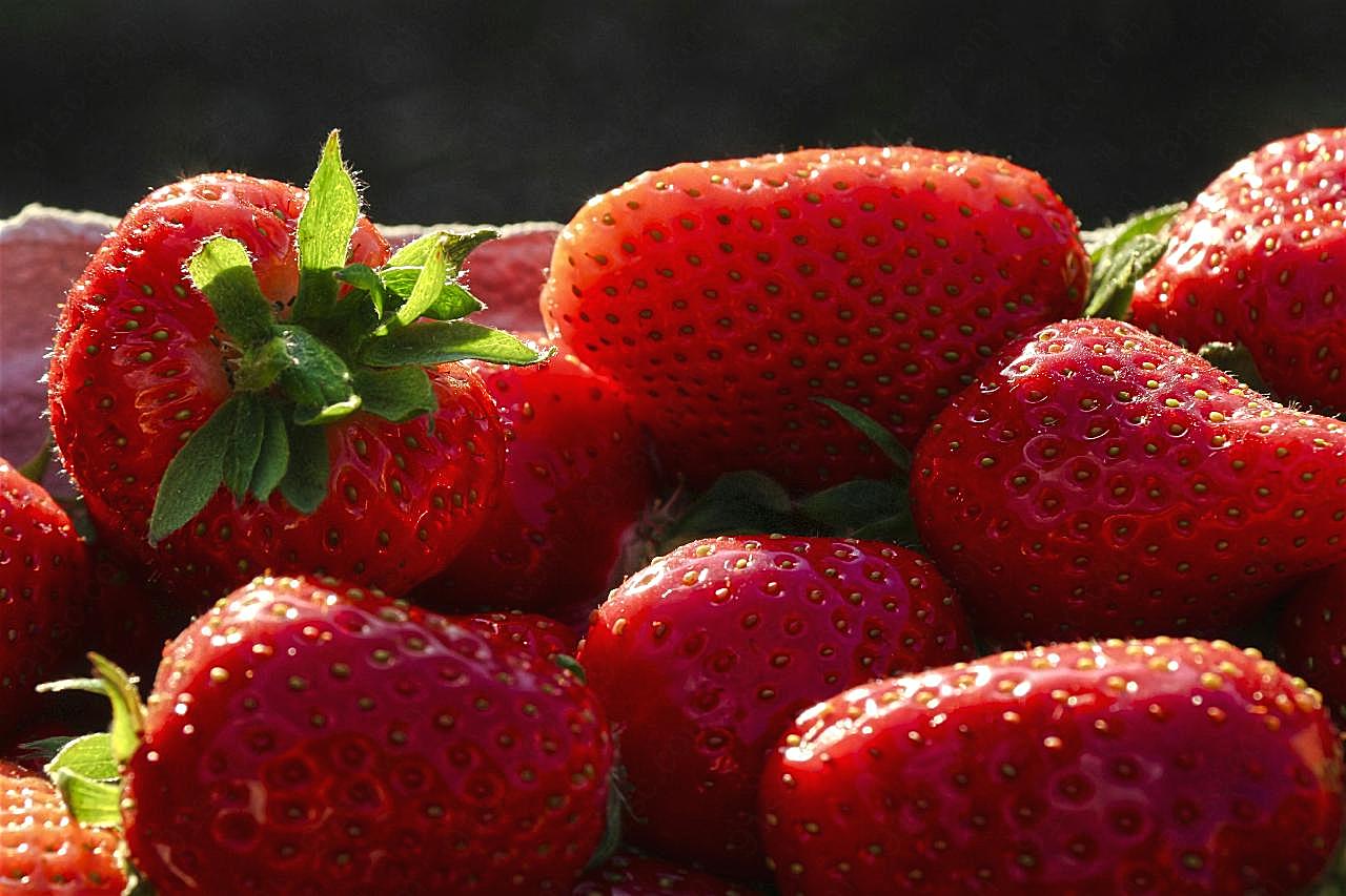 成熟红草莓近景图片水果