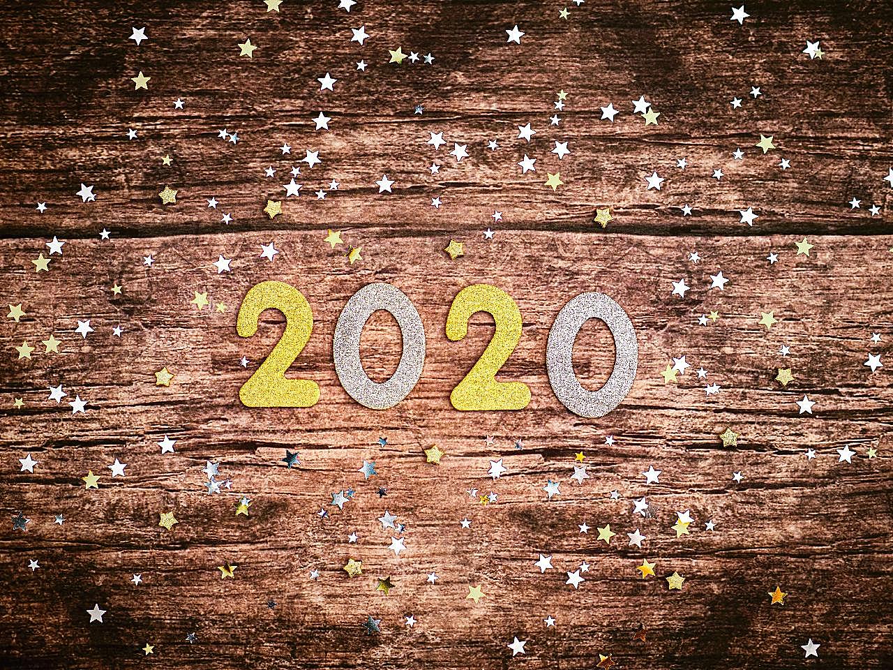 2020数字字样木板背景图片高清摄影