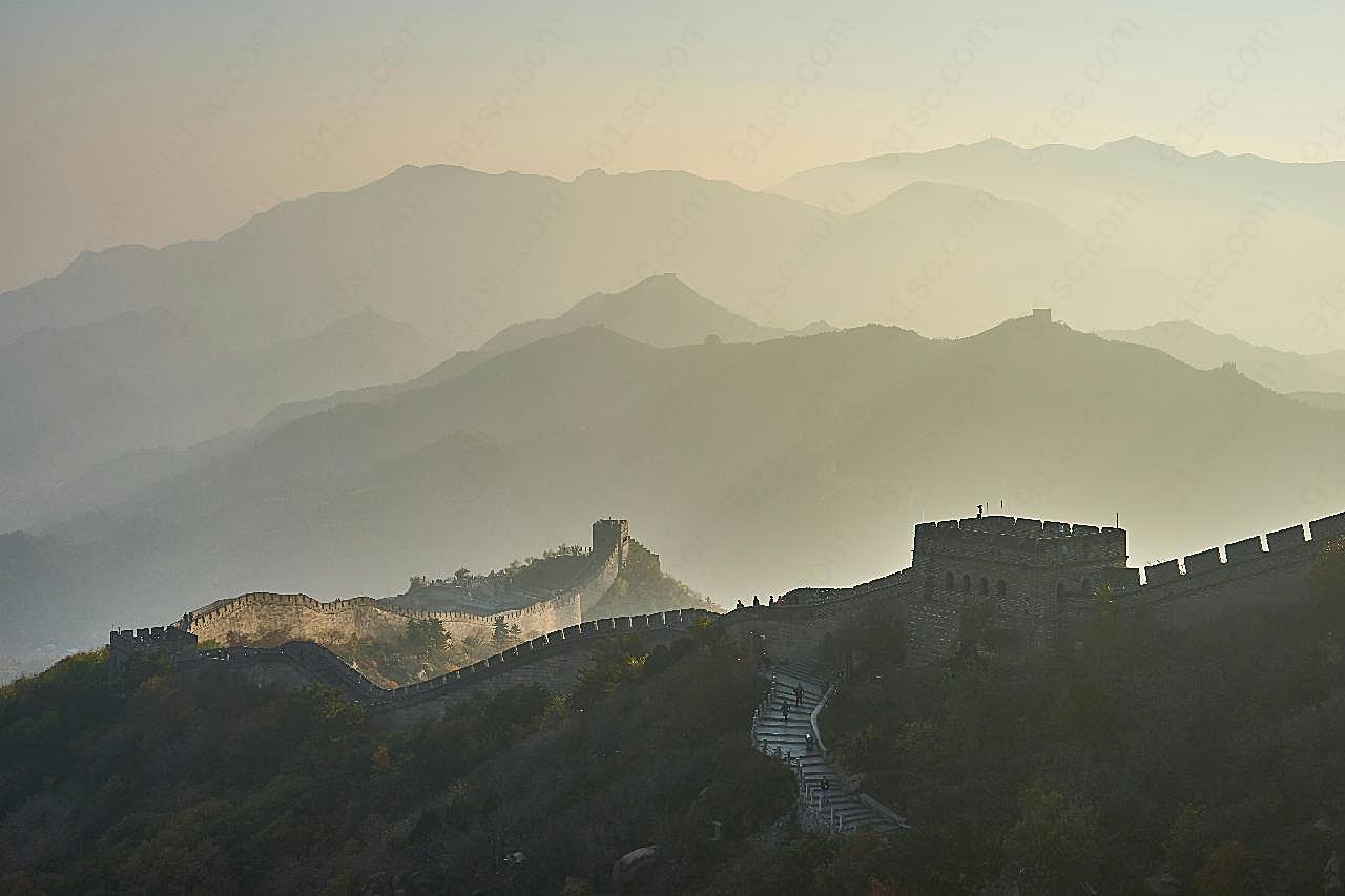 长城日落风景图片高清景观