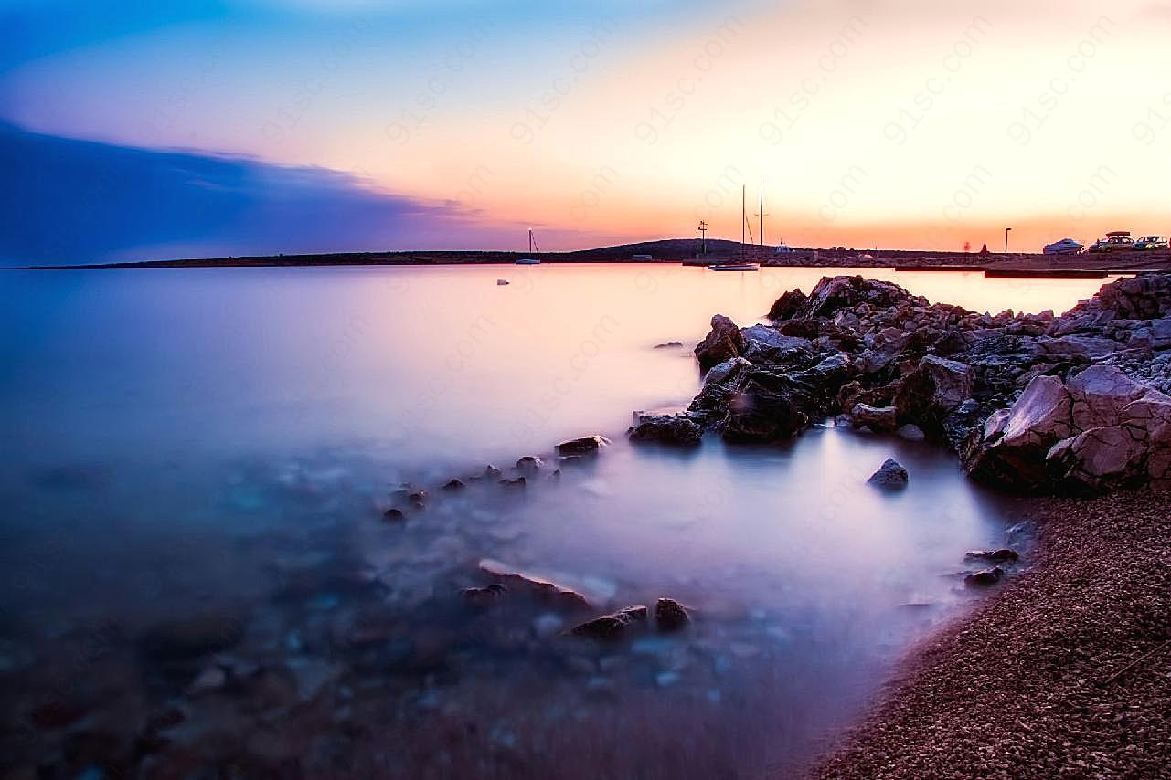 克罗地亚港湾唯美意境图片自然风景