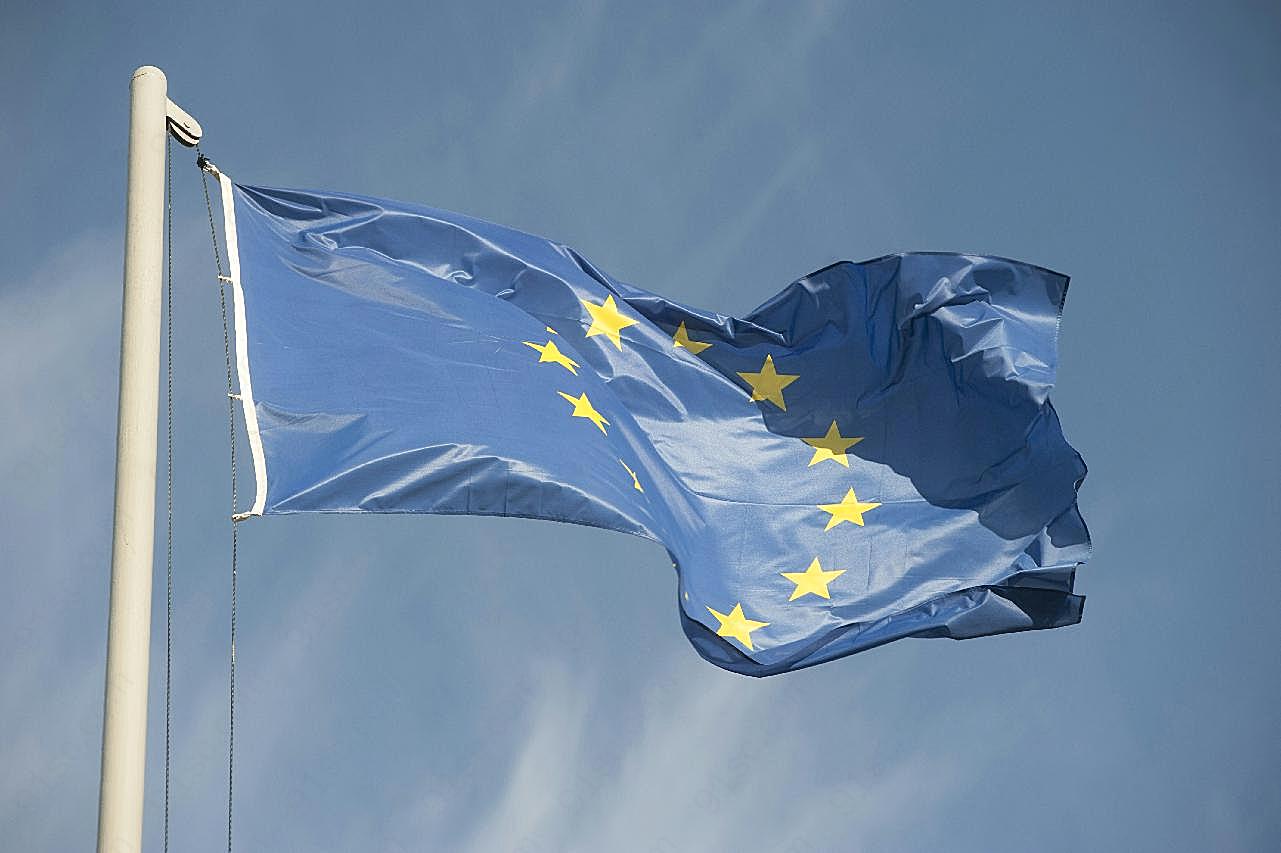 欧洲联盟国旗飘扬图片刺绣图案