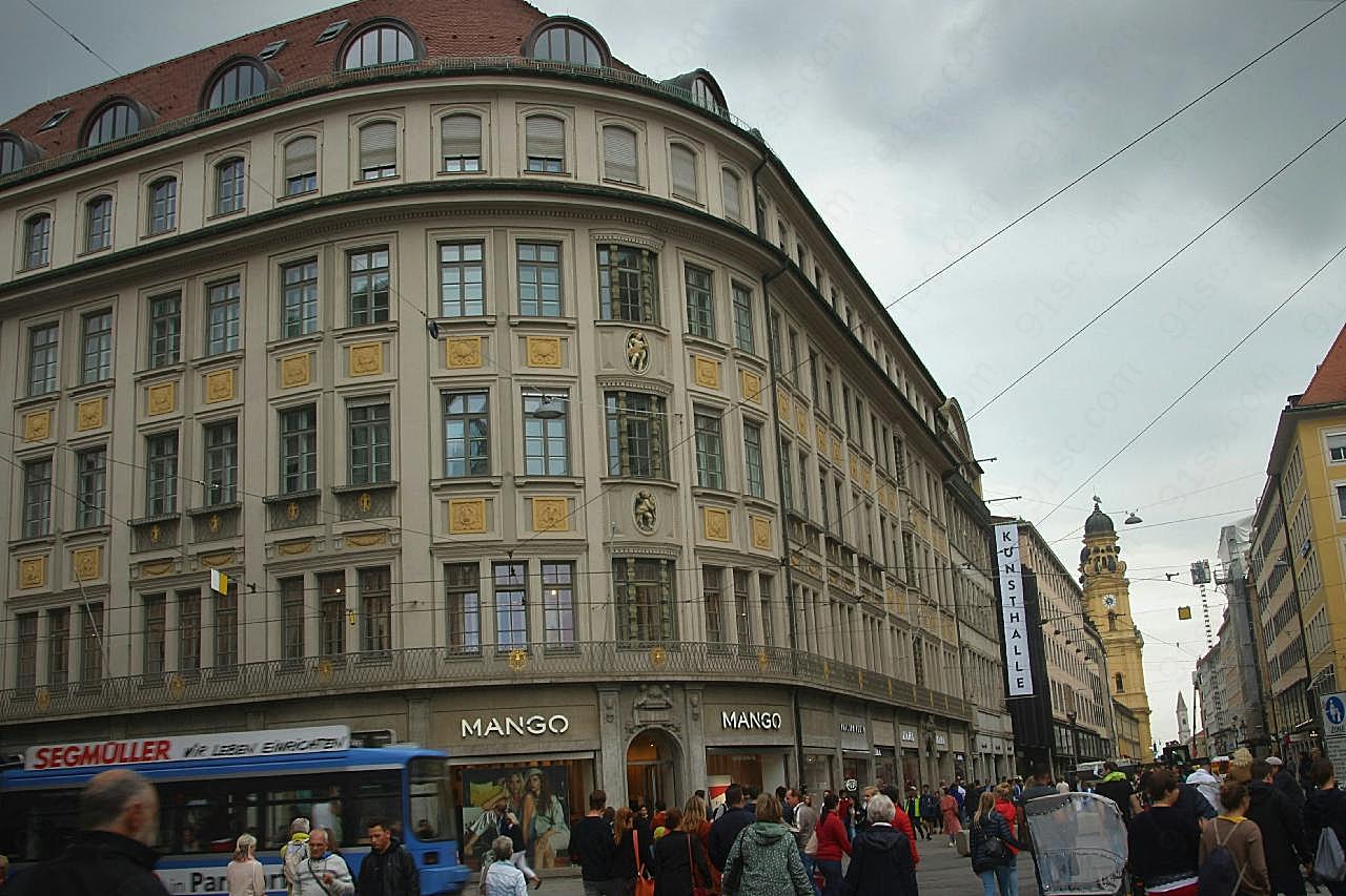 慕尼黑街头建筑图片摄影