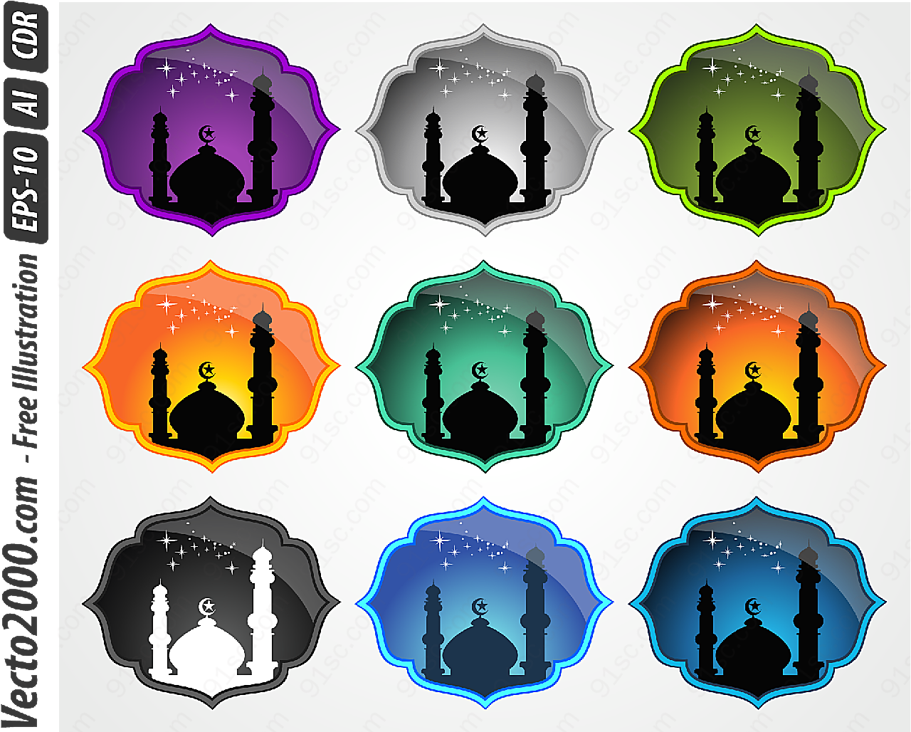 清真寺矢量各式图标