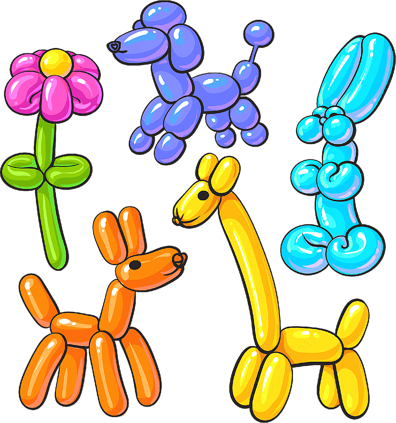 彩色气球动植物矢量卡通物品