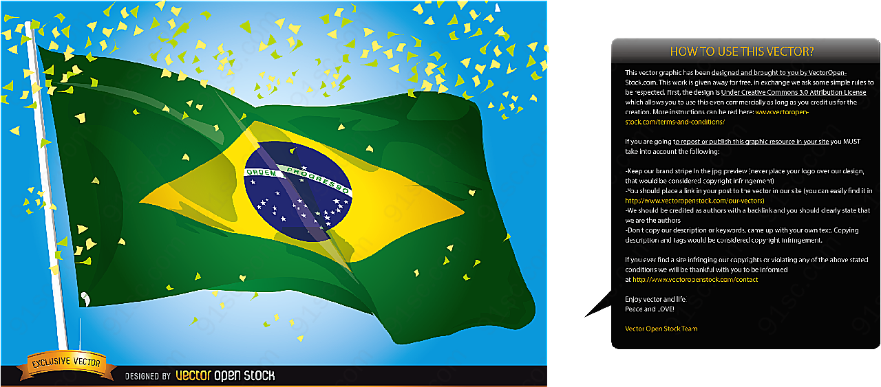 巴西国旗素材矢量旗帜图形