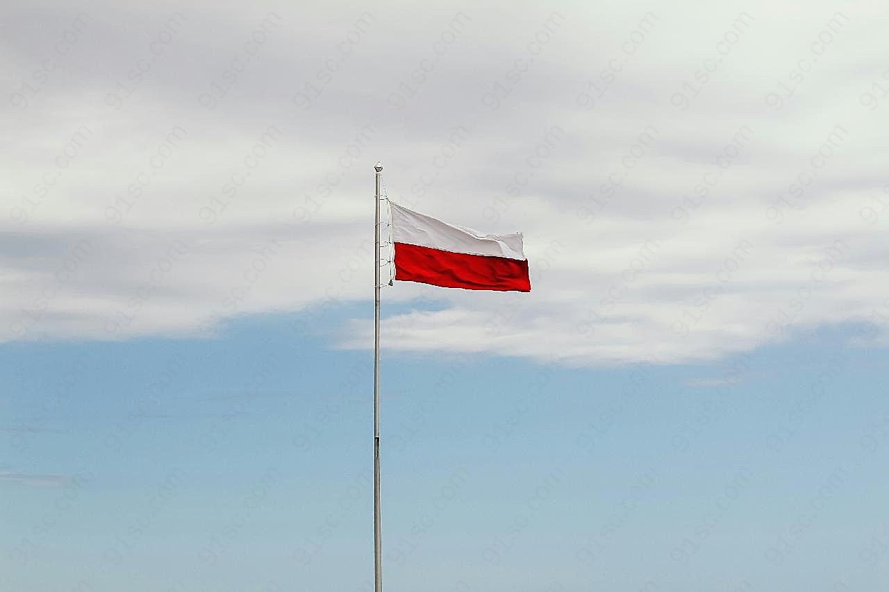 波兰国旗飘扬图片刺绣图案