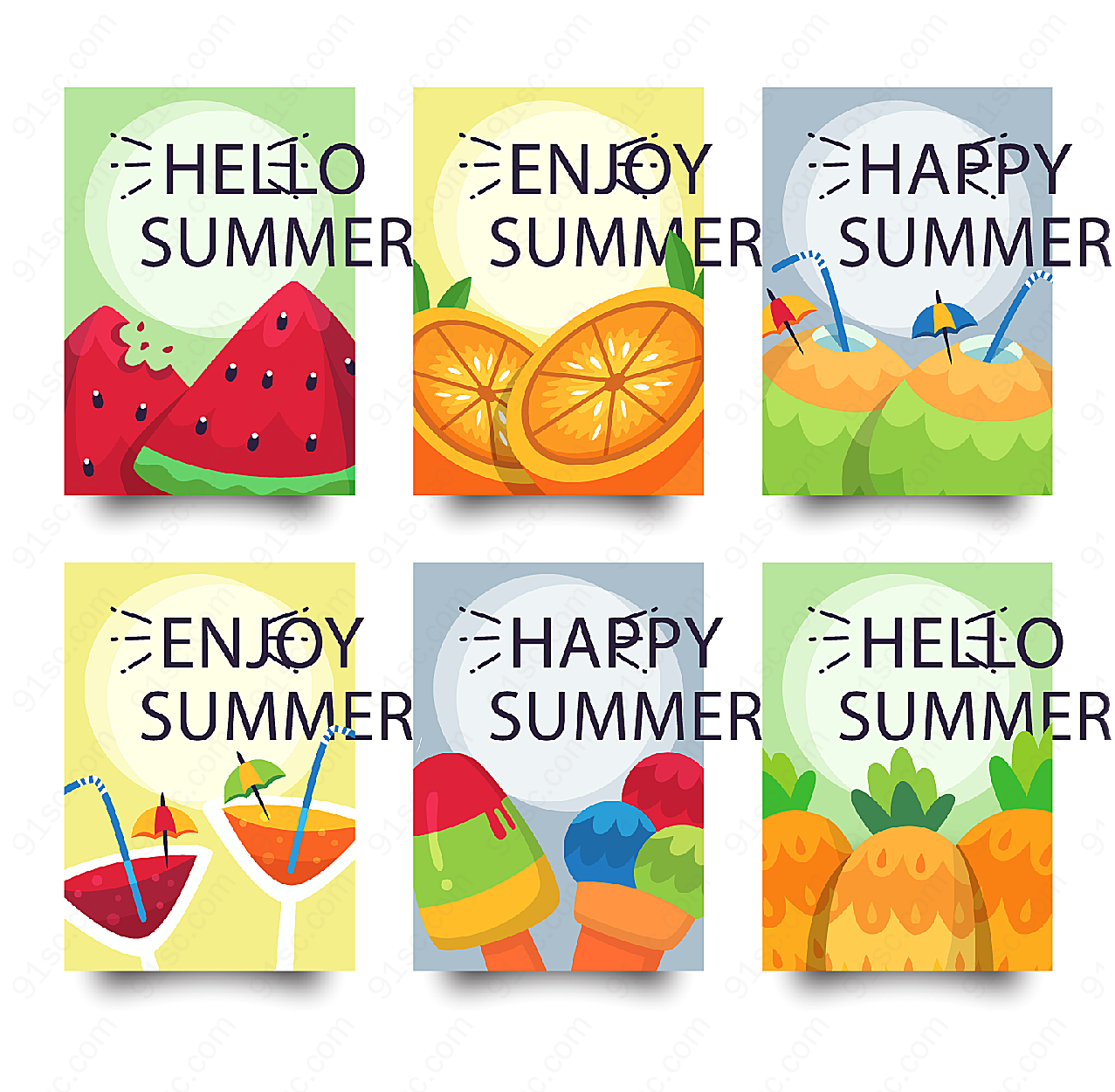 夏季食物卡片矢量名片卡片
