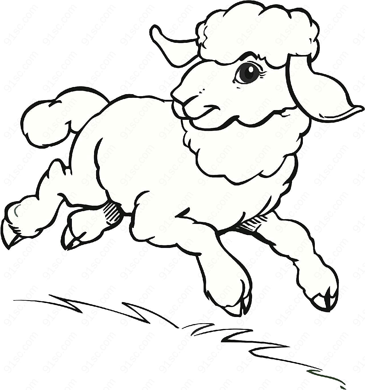 羊简笔画图片卡通图片