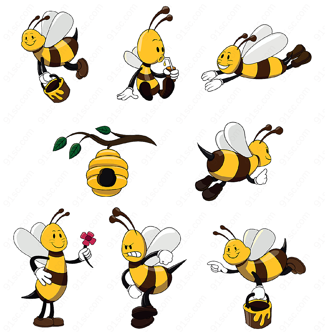 可爱蜜蜂矢量卡通动物