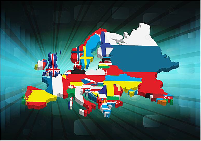 3d欧美国家版图矢量地图