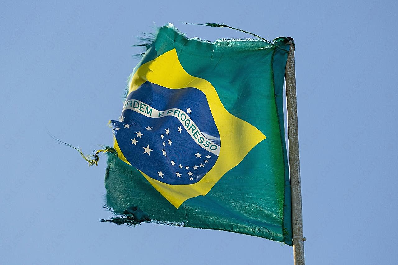破旧巴西国旗图片高清