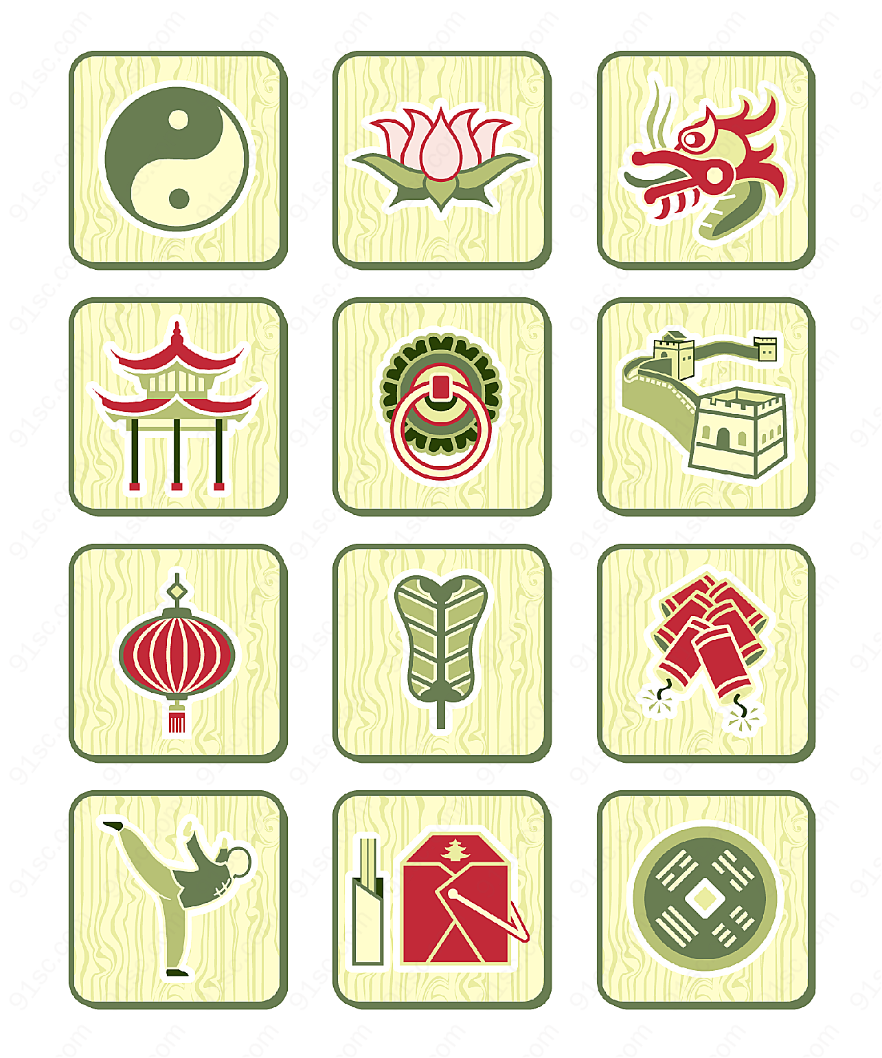 中国传统符号矢量各式图标