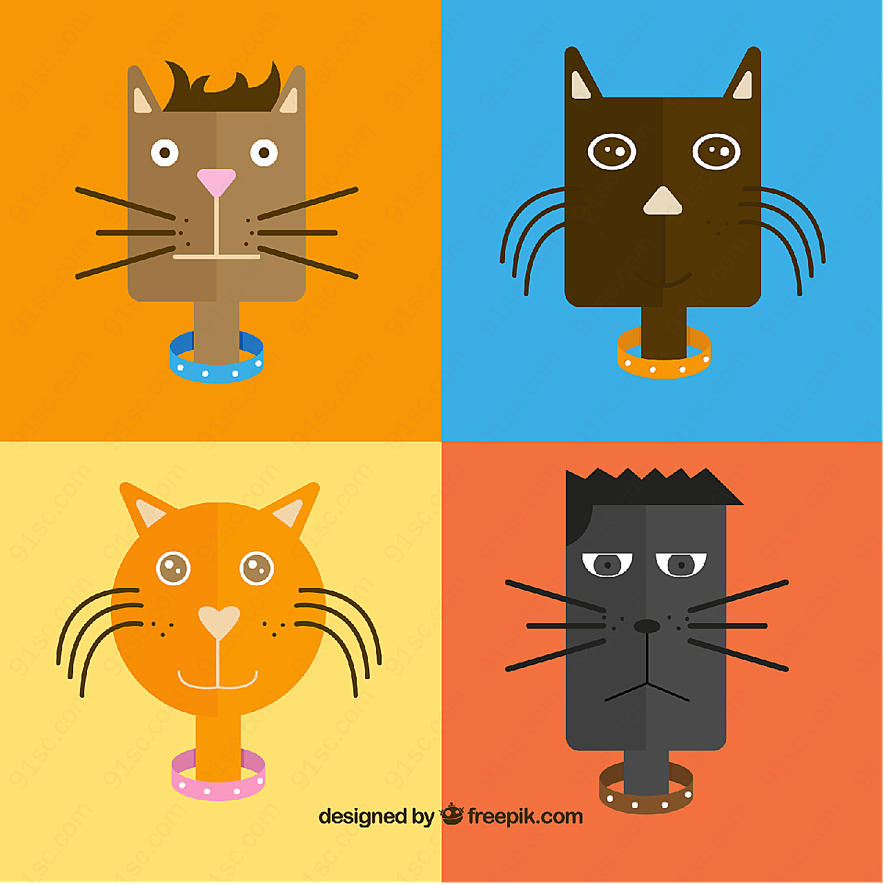 猫咪头像矢量动物动物矢量卡通动物