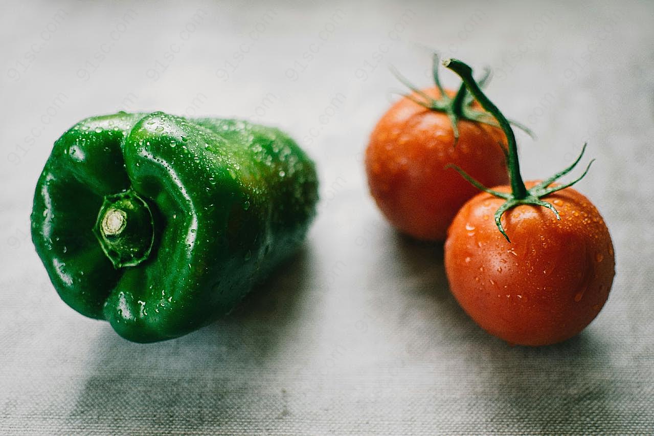 青椒蕃茄图片生物摄影