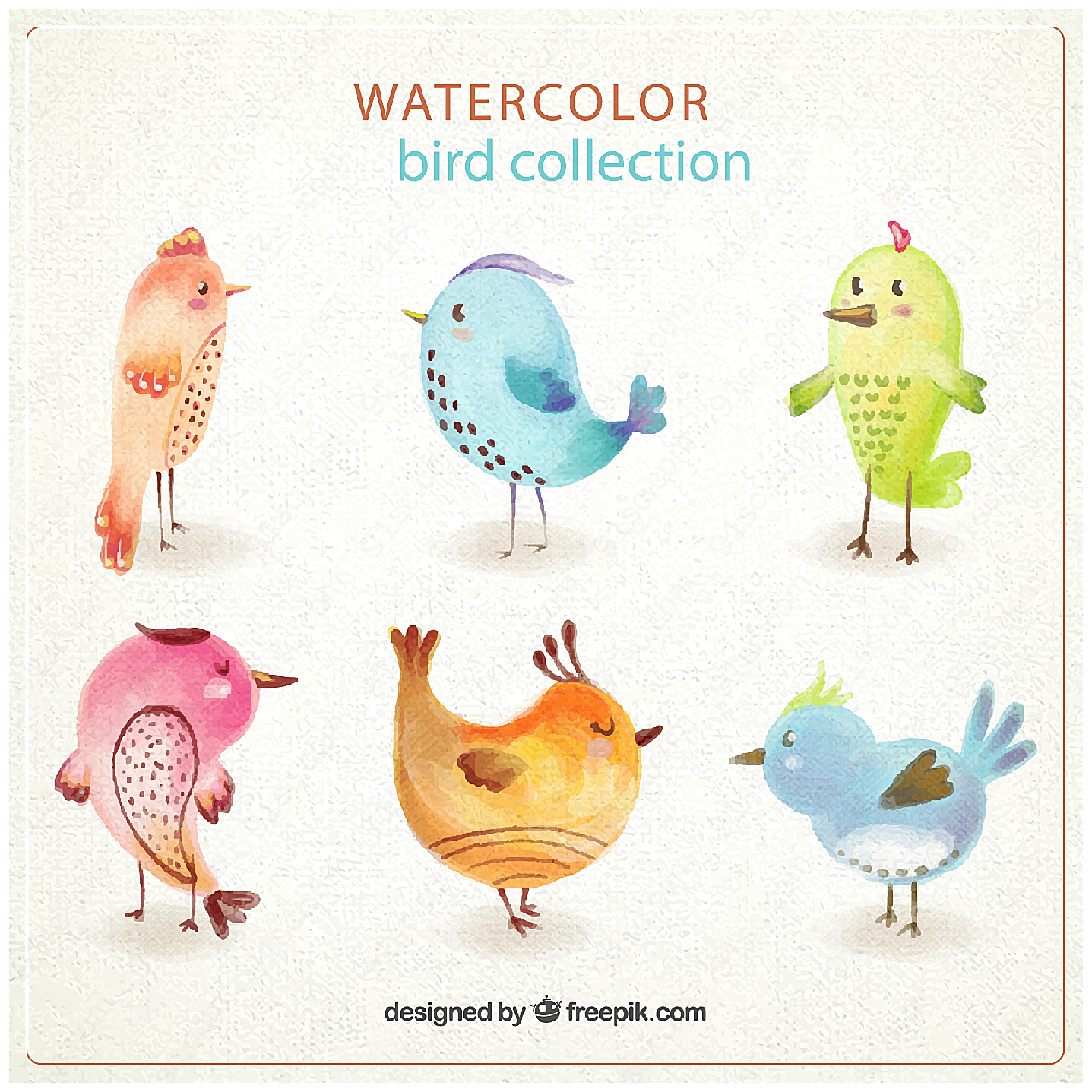 水彩绘鸟类矢量卡通动物