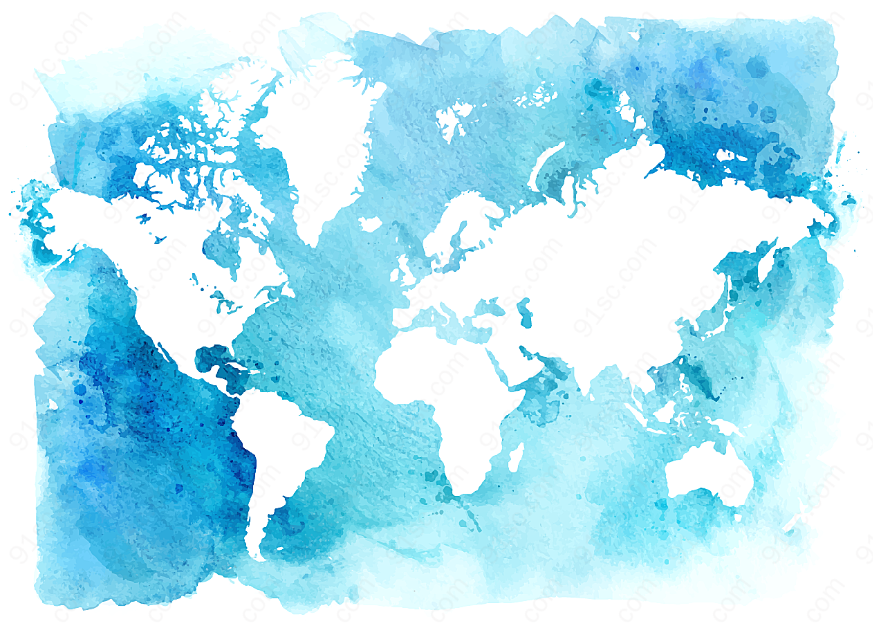 水彩世界地图矢量地图
