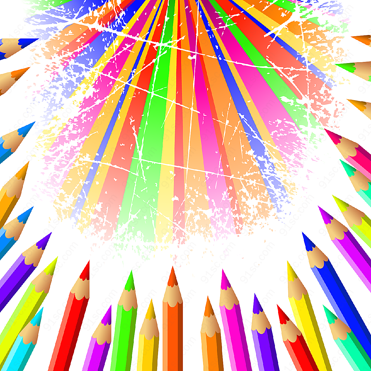 彩色铅笔主题矢量学习用品