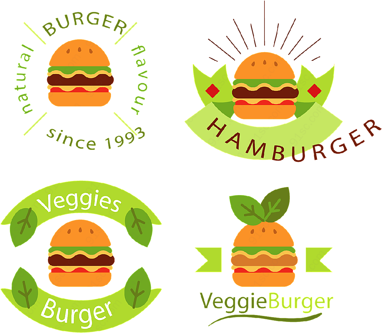素食汉堡包标志矢量logo图形